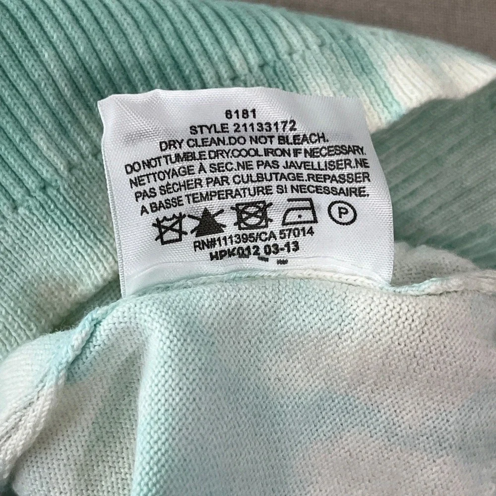 Tory Burch Cardigan Sweater Womens Large Green Tie Dye Knit Button‎ Front V-Neck